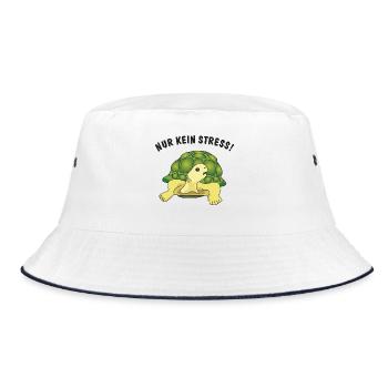 nur kein stress - Bucket Hat - Weiß/Navy - Vorne