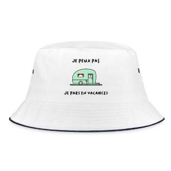 ICH KANN NICHT. - Urlaub. ES LEBE DER URLAUB. URLAUB - Bucket Hat - Weiß/Navy - Vorne