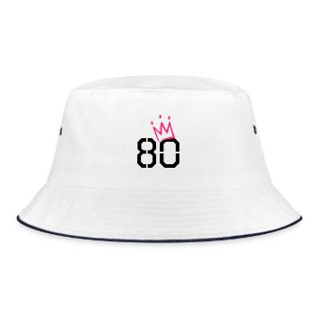 80. Geburtstag - 80 Krone - 80 Jahre alt - Bucket Hat - Weiß/Navy - Vorne