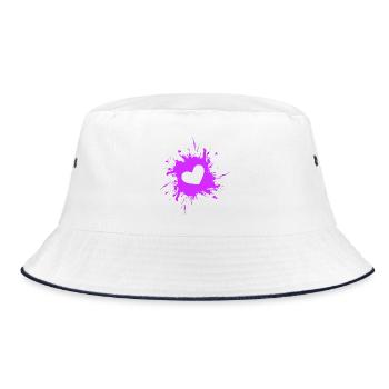 Herz Fleck Tinte Lila - Bucket Hat - Weiß/Navy - Vorne