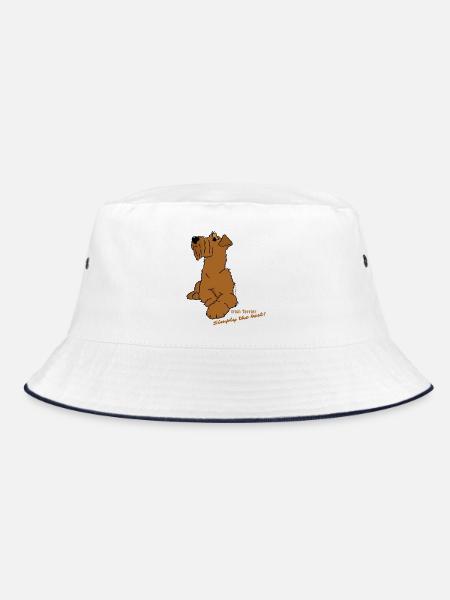 Irish Terrier liegend - Bucket Hat - Weiß/Navy