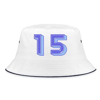 15. 15 JAHRE. 15. JAHRESTAG. 15-JÄHRIGES JUBILÄUM. - Bucket Hat - Weiß/Navy - Vorne