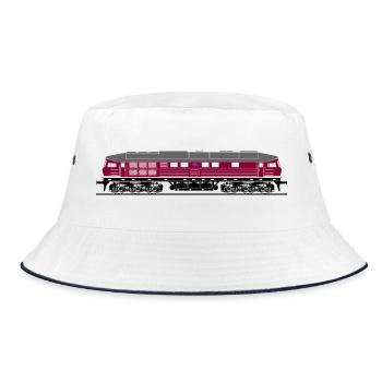 BR 130 Seite weinrot DR Reichsbahn - Bucket Hat - Weiß/Navy - Vorne