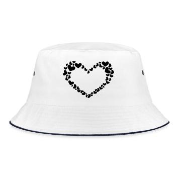 Herz Design mit Herzchen - Bucket Hat - Weiß/Navy - Vorne