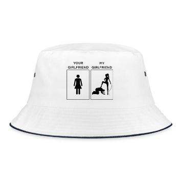 Your vs My Girlfriend - Freundin mit Peitsche - Bucket Hat - Weiß/Navy - Vorne
