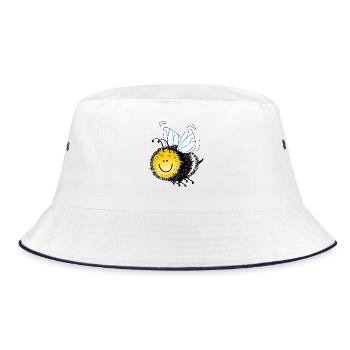 Hummel xxl Biene Wespe Fliege Hornisse Insekt - Bucket Hat - Weiß/Navy - Vorne