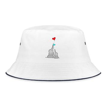 Elefanten Herz Luftballon Baby Geburtstag - Bucket Hat - Weiß/Navy - Vorne