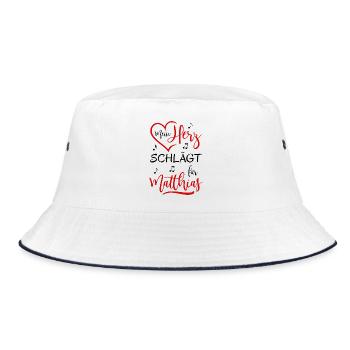 Mein Herz schlägt für Matthias - Bucket Hat - Weiß/Navy - Vorne