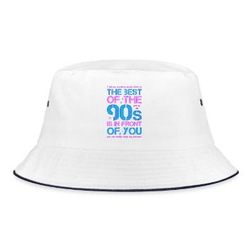 90er 90s Neunziger Jahre best of 90s - Bucket Hat - Weiß/Navy - Vorne