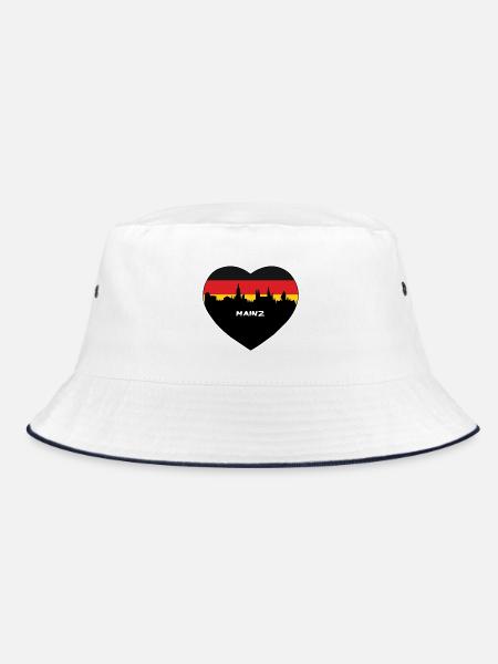 Mainz Deutschland Flagge Skyline Reise Souvenir - Bucket Hat - Weiß/Navy