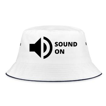 Ton am Lautsprecher - Bucket Hat - Weiß/Navy - Vorne