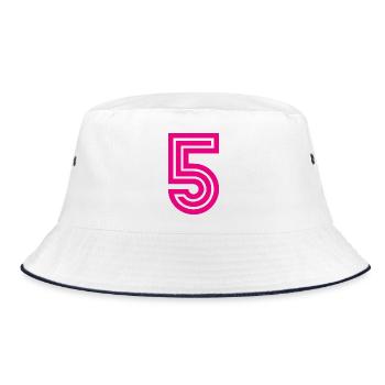 5. 5 JAHRE. 5-JÄHRIGES JUBILÄUM. 5-JÄHRIGES JUBILÄUM. 5. - Bucket Hat - Weiß/Navy - Vorne