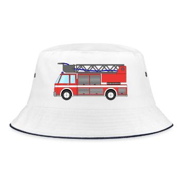 Feuerwehrauto Feuerwehrfahrzeug - Bucket Hat - Weiß/Navy - Vorne