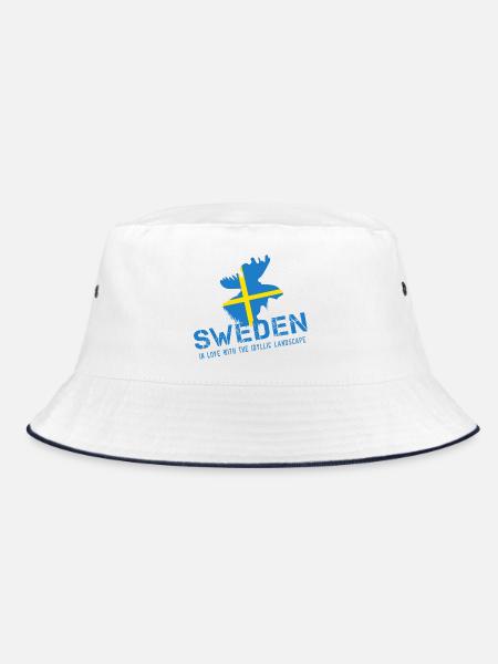 Schweden Sweden Sverige - Bucket Hat - Weiß/Navy