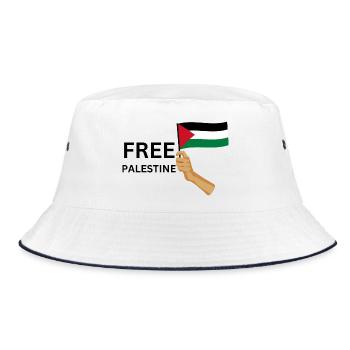 FREE PALASTINE | Gaza | Demonstration - Bucket Hat - Weiß/Navy - Vorne