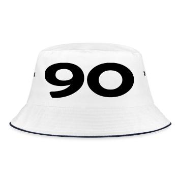 90. 90 JAHRE. 90-JÄHRIGES JUBILÄUM. 90-JÄHRIGES JUBILÄUM. - Bucket Hat - Weiß/Navy - Vorne