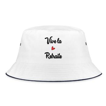 RUHESTAND. FROHEN RUHESTAND. GLÜCKLICHER RUHESTAND - Bucket Hat - Weiß/Navy - Vorne