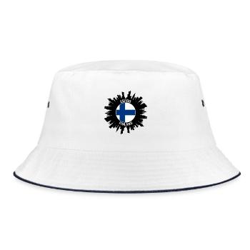 Espoo Skyline Finnland Flagge Reise-Souvenir - Bucket Hat - Weiß/Navy - Vorne