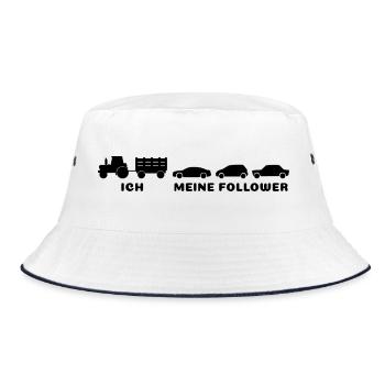 Ich, meine Follower - Bauer Landwirt - Bucket Hat - Weiß/Navy - Vorne