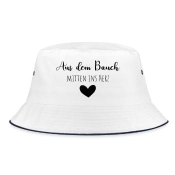 Aus dem Bauch, mitten ins Herz - Bucket Hat - Weiß/Navy - Vorne