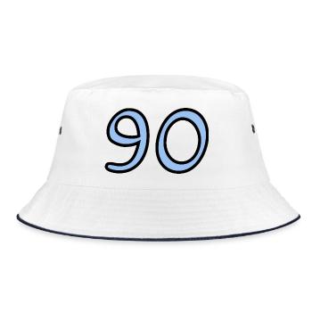 90. 90 JAHRE. 90-JÄHRIGES JUBILÄUM. 90-JÄHRIGES JUBILÄUM. - Bucket Hat - Weiß/Navy - Vorne