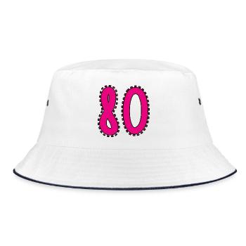 80. 80 JAHRE. 80. JAHRESTAG. 80-JÄHRIGES JUBILÄUM. - Bucket Hat - Weiß/Navy - Vorne