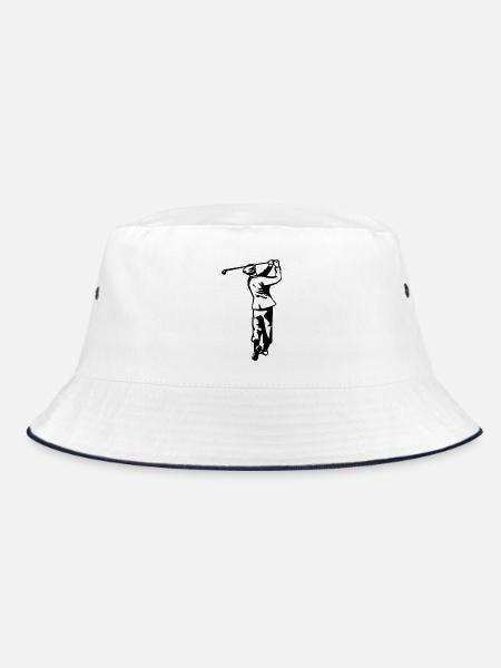 Golf - Golfen - Golfer - Bucket Hat - Weiß/Navy
