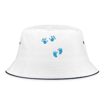 Pregnancy footprint hand boy baby belly - Bucket Hat - white/navy - Front