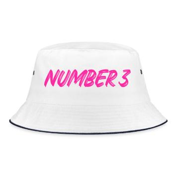 Number 3 - drei - dritter - dritte - 3 - Nummer 3 - Bucket Hat - Weiß/Navy - Vorne
