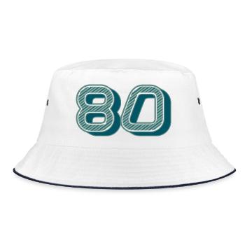 80. 80 JAHRE. 80. JAHRESTAG. 80-JÄHRIGES JUBILÄUM. - Bucket Hat - Weiß/Navy - Vorne