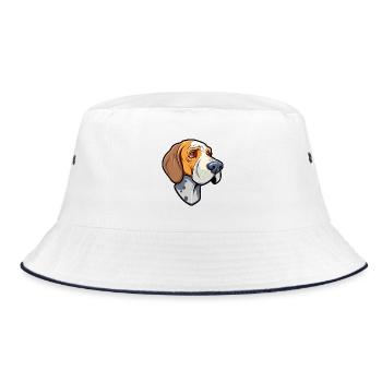 Cao de Castro Laboreiro Hunderasse Cartoon Kawaii I - Bucket Hat - Weiß/Navy - Vorne