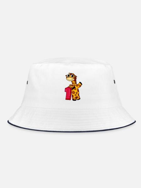 1. Geburtstag Giraffe 1.Klasse Geschenk - Bucket Hat - Weiß/Navy - Vorne