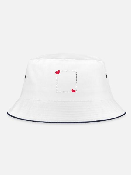 Herz Rahmen Ornament Linie Dekoration - Bucket Hat - Weiß/Navy - Vorne