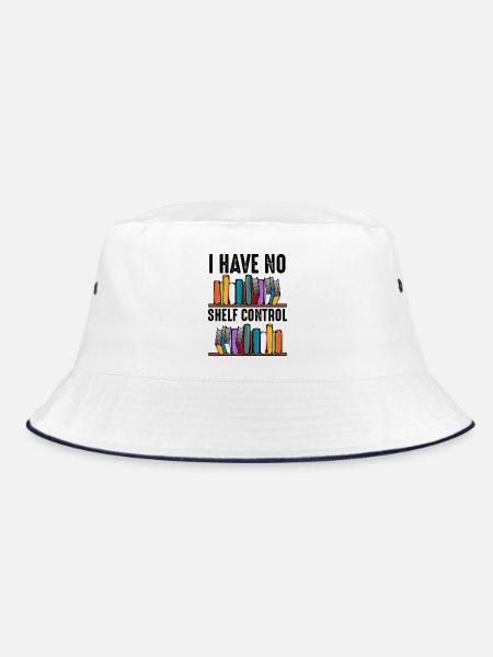 No Shelf Control Spruch Bücher Leser Geschenk - Bucket Hat - Weiß/Navy