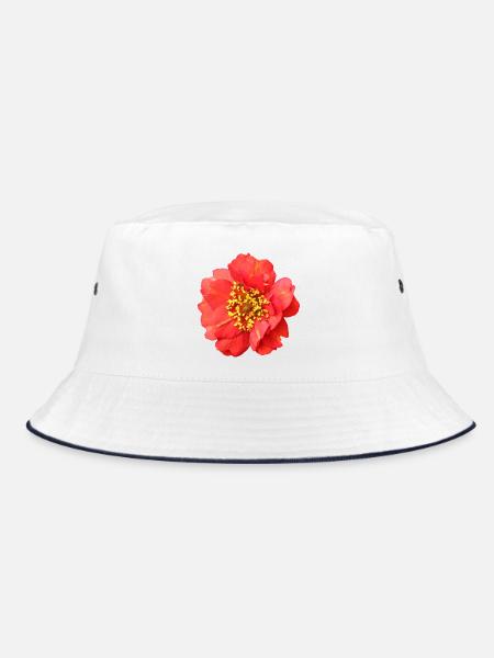 rote Blume Rose - Bucket Hat - Weiß/Navy