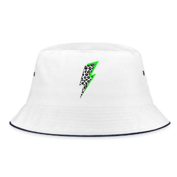 Blitz Leoparden Muster mit Neon Schatten - Bucket Hat - Weiß/Navy - Vorne