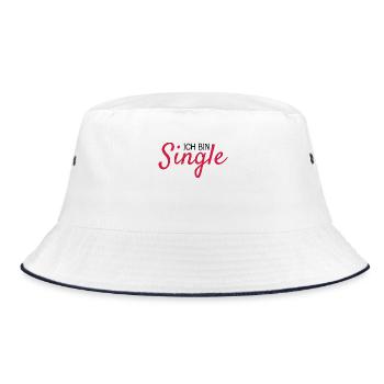 Ich bin Single Spruch - Bucket Hat - Weiß/Navy - Vorne