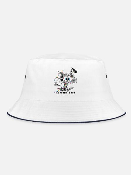 Lustige Augen und Weihnachtslichter Design - Bucket Hat - Weiß/Navy