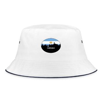 Cordoba Argentinien Flagge Skyline Silhouette Reisen - Bucket Hat - Weiß/Navy - Vorne