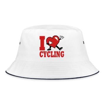 Ich liebe Radfahren, Radfahren, Radfahren, Radfahren - Bucket Hat - Weiß/Navy - Vorne