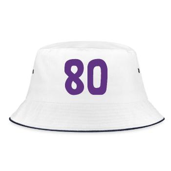 80. 80 JAHRE. 80-JÄHRIGES JUBILÄUM. 80. GEBURTSTAG. - Bucket Hat - Weiß/Navy - Vorne
