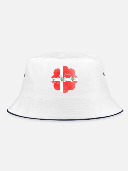 Dänemark Fahne mit Blumen Denmark - Bucket Hat - Weiß/Navy