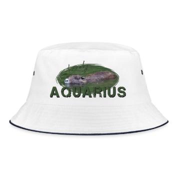 Wassermann Sternzeichen Wassermann Aquarius - Bucket Hat - Weiß/Navy - Vorne