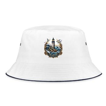 Lighthouse Logo - Bucket Hat - Weiß/Navy - Vorne