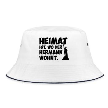 Heimat ist, wo der Hermann wohnt. - Bucket Hat - Weiß/Navy - Vorne