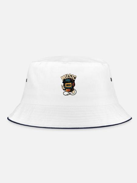 Musik - Bucket Hat - Weiß/Navy
