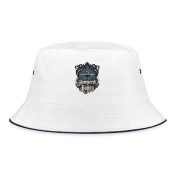 Gehämmert und glücklich - Bucket Hat - Weiß/Navy - Vorne