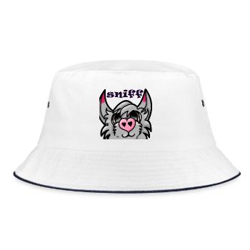 Pelziger Schnüffeln - Bucket Hat - Weiß/Navy - Vorne