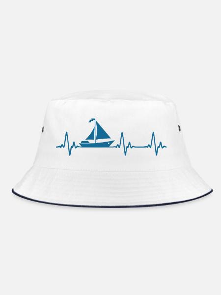 Segelboot - Bucket Hat - Weiß/Navy