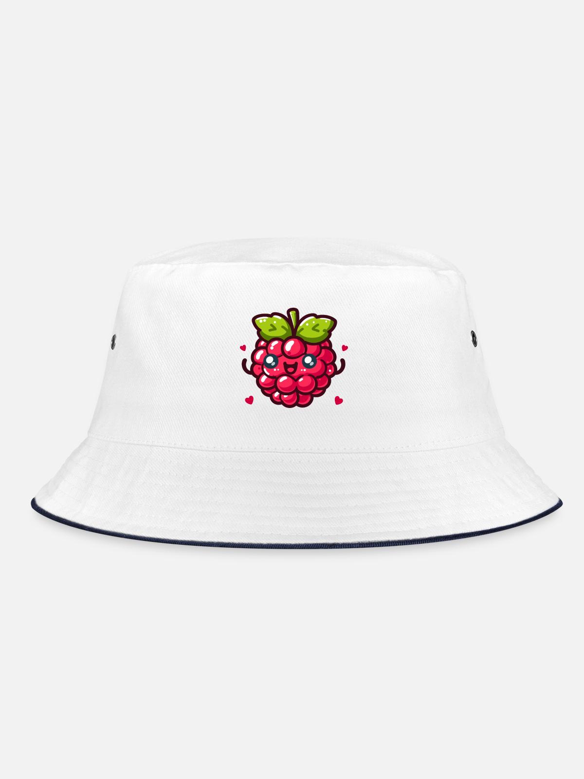 Liebe Himbeere - Bucket Hat - Weiß/Navy - Vorne
